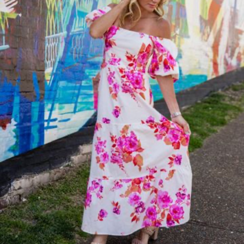 BuddyLove Posie Puff Sleeve Maxi Dress - Mangrove